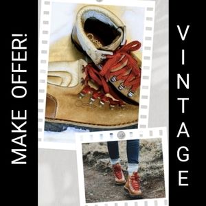 Quoddy Hiking Work Boot Mountain Red Laces Leather Vibram Vintage '70s '80s